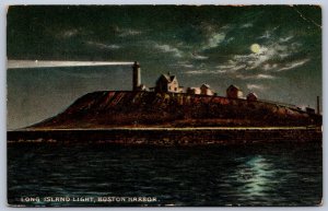 K27/ Boston Harbor Massachusetts Postcard c1910 Long Island Lighthouse 464