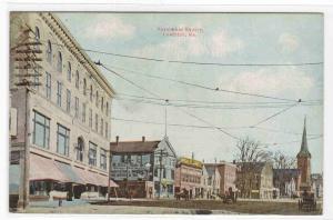 Haymarket Square Street Scene Lewiston Maine 1910c postcard