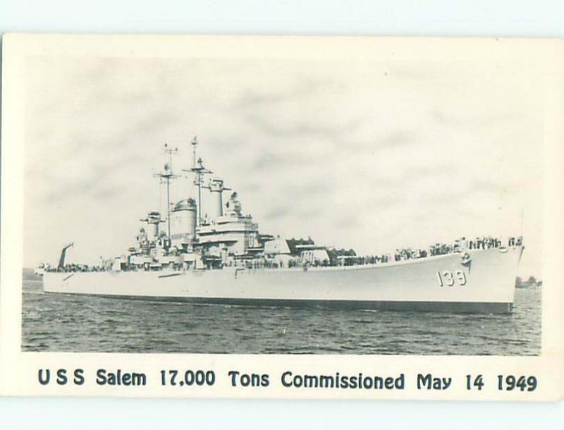 rppc 1949 Military USS SALEM NAVY SHIP BOAT AC8073