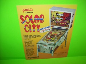 Solar City Pinball Flyer Original Vintage 1977 Game Art 8.5 x 11 Retro