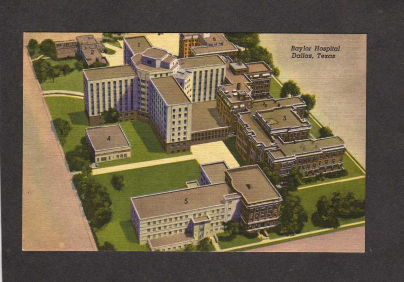 TX Baylor Univ University Hospital Dallas Texas Postcard Carte Postale Truett