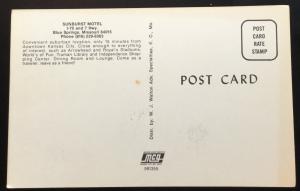 Postcard Unused Sunburst Motel Blue Springs MO LB