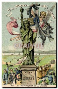 Old Postcard Fantasy Surrealism Statue of Liberty The resurrection of freedom