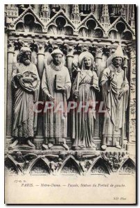 Postcard Old Paris Notre Dame Facade Statues of the left Portal