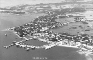 RPPC CEDAR KEY, FLORIDA Aerial View Levy County c1950s Vintage Photo Postcard