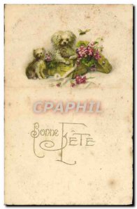 Old Postcard Bonne Fete Dogs