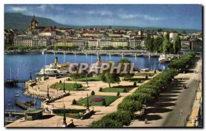 Old Postcard Vue Generale Geneva Switzerland