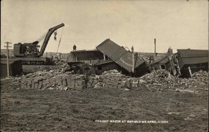 Enfield Maine ME Train Wreck Disaster Crane c1909 Real Photo Postcard