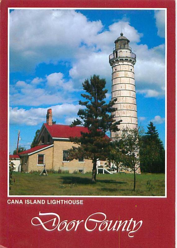 Door County Wisconsin Cana Island Lighthouse Blt 1851 Lk Mich Postcard  # 7689