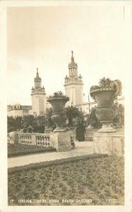 1915 PPIE San Francisco California Exposition Italian Towers Garden RPPC 7632