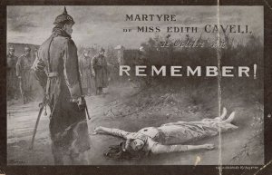 Martyre Execution Of Edith Cavell Nurse Rare WW1 WORN French Old Postcard