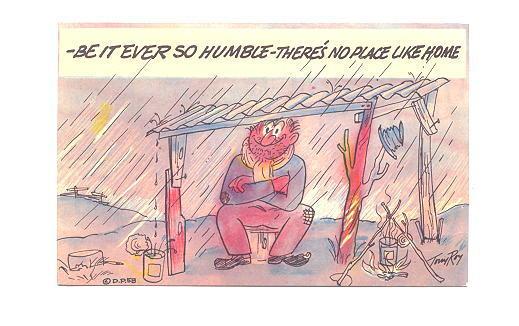 Tony Roy Cartoon, Be It Ever So Humble, Homeless, Club Discount Toronto, Ontario