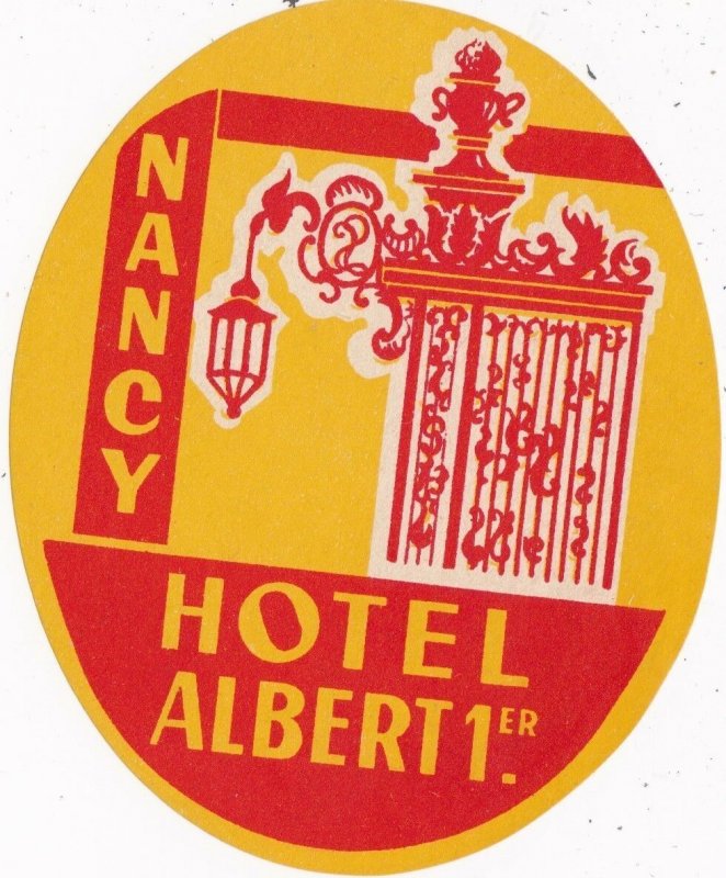 France Nancy Hotel Albert 1st Vintage Luggage Label sk2100