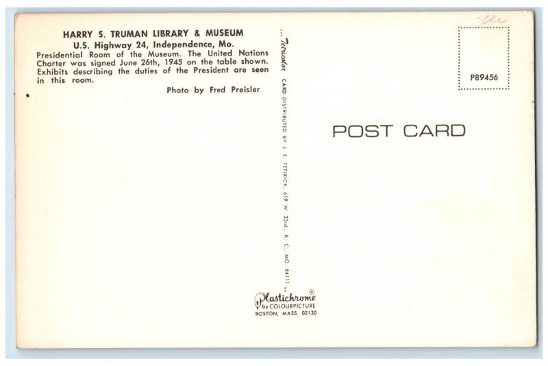 c1960's Harry Truman Library Museum Independence Missouri Unposted Postcard