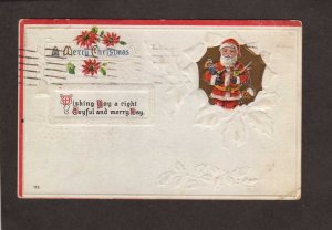 Merry Christmas Joyful Day Greetings Santa Claus 1919 Postcard Vintage PC