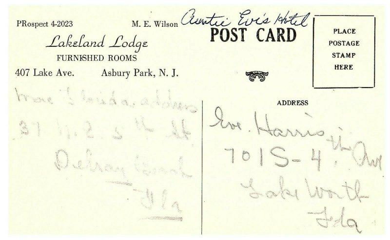 Lakeland Lodge Asbury Park, New Jersey Vintage Old Cars Postcard