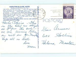 Sheraton McAlpin Hotel Broadway 34th Street Penn Station Times   Postcard # 7837