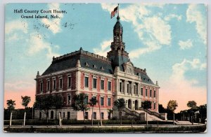 Hall County Courthouse Grand Island Nebraska NB Stairway Side Building Postcard