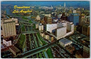 c1960s Los Angeles, CA Aerial Downtown Harbor Freeway Traffic Birds Eye PC A241