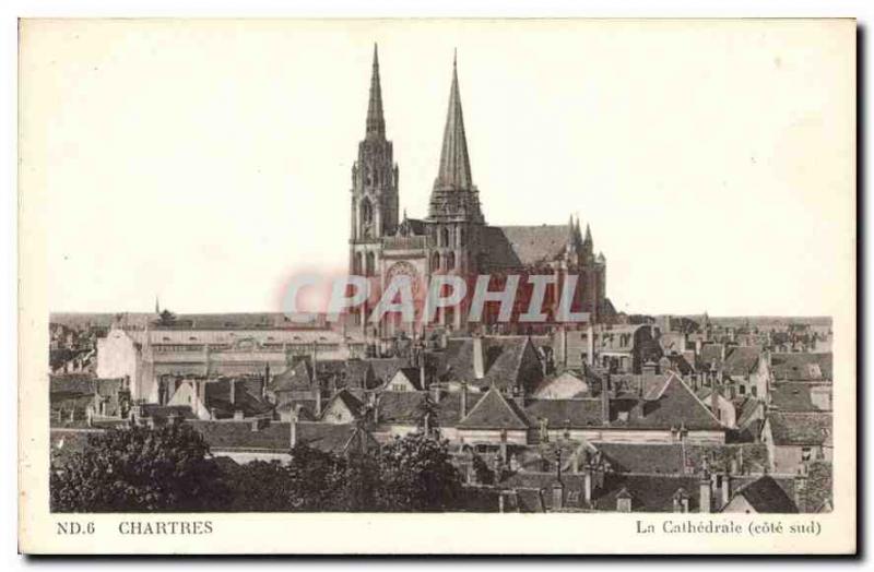 Old Postcard Chartres Cathedral The south coast