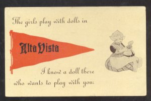 ALTA VISTA KANSAS DUTCH CHILDREN ORANGE PENNANT 1914 VINTAGE POSTCARD