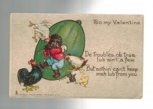 1907 North Lawrence OH Postcard Cover Black Americana Valentine's Day Watermelon