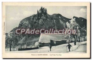 Postcard Old Skiers At St. Nizier The Three Maidens