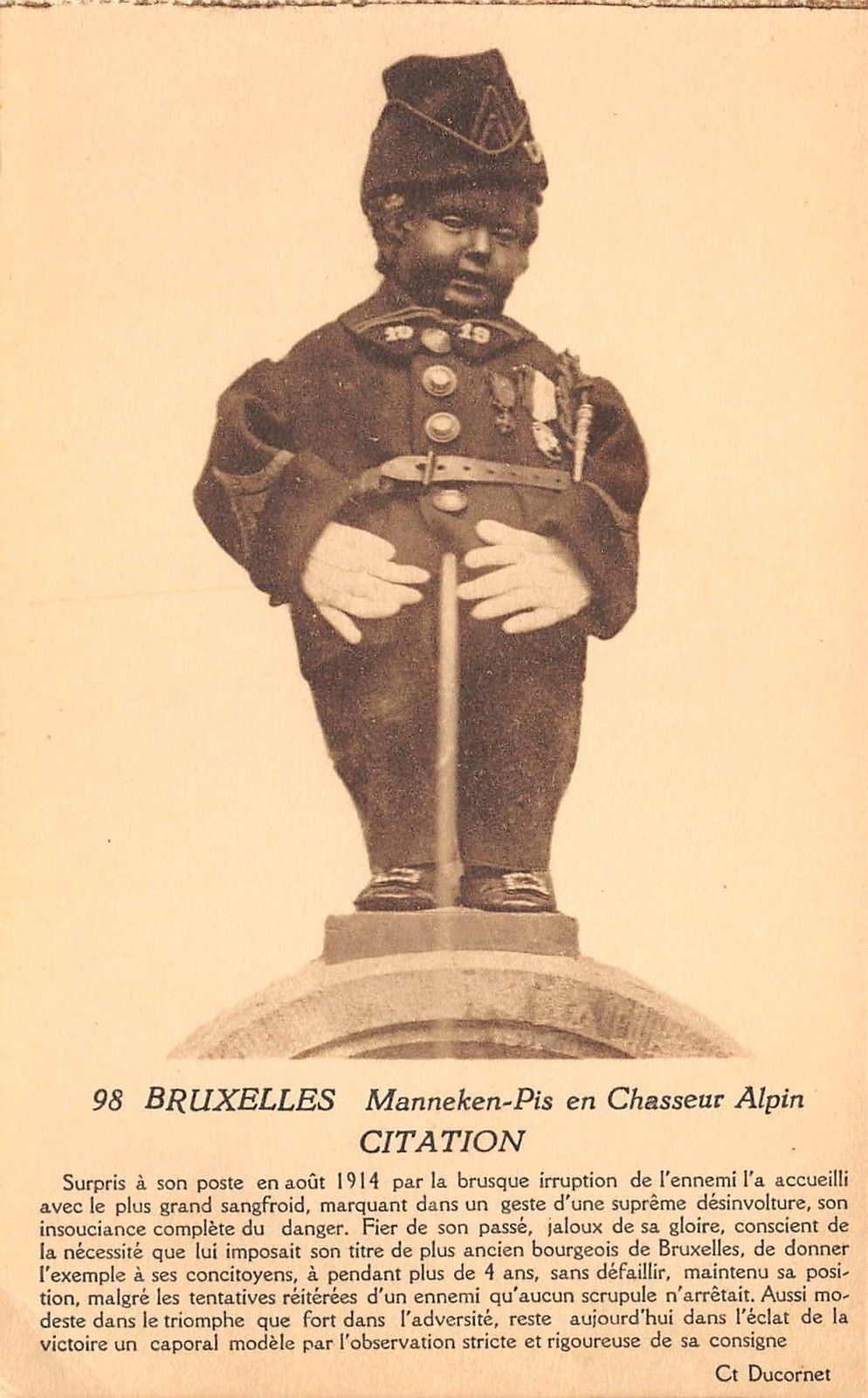 80 S Manneken Pis En Chasseur Alpin Citation Bruxelles Belgium Europe Belgium Other Unsorted Postcard Hippostcard