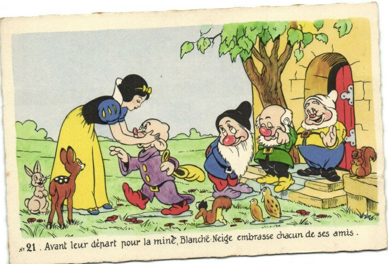 PC DISNEY, SNOW WHITE AND THE SEVEN DWARFS, Vintage Postcard (b35796)