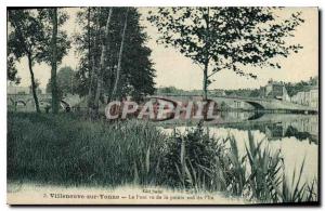 Old Postcard Villeneuve sur Yonne Bridge seen from the southern tip of L'Ile