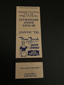 Matchbook Cover ~ HUNGRY HAVEN RESTAURANT Charlestown, RI MB1