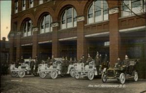Vancouver BC Fire Station Trucks etc c1910 Postcard EXC COND