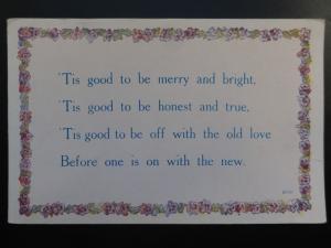 Verse & Poem TIS GOOD TO BE MERRY AND BRIGHT - Old Postcard by Alphalsa Co Ltd