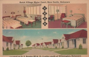 Postcard Dutch Village Motor Court New Castle Delaware DE
