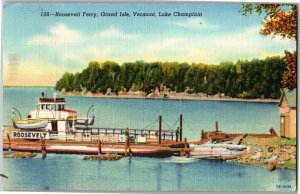 Roosevelt Ferry, Grand Isle, VT Lake Champlain c1940 Vintage Postcard E41