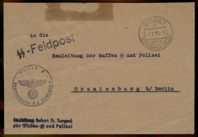 3rd Reich Germany Concentration Camp KL Bergen Belsen SS KL NiederhagenFel 91602