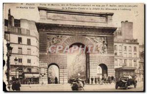 Old Postcard Paris Porte St Martin Arc de Triomphe