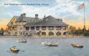 Boat House Boating Lagoon Humboldt Park Chicago Illinois 1910 postcard