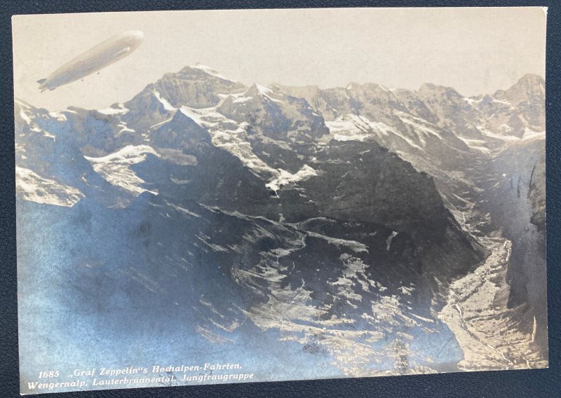 Mint Germany Real Picture Postcard Graf Zeppelin LZ 127 Flight High Alps