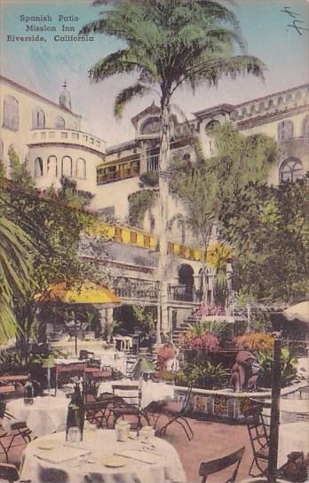 California Riverside Spanish Patio Mission Inn  Handcolored Albertype