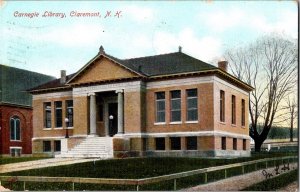 Vintage Postcard Carnegie Library Claremont, New Hampshire KJ3