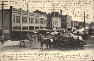Minneapolis Minnesota MN City Street Market Commission Row c1910 Postcard