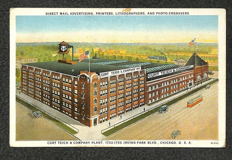 CURT TEICH COMPANY PLANT CHICAGO ILLINOIS DELTIOLOGY POSTCARD (c.1915)