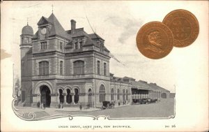 Saint St John New Brunswick NB Union Train Depot Station c1905 Private Postcard