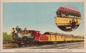 Narrow-Gauge Deadwood Central Train Chicago Railroad Fair IL Postcard H40 *as is