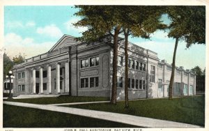 Vintage Postcard 1928 John M. Hall Auditorium Landmark Bay View Michigan MI