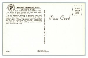 Postcard CA Marines' Memorial Club San Francisco Vintage Standard View Card 