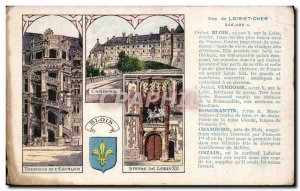 Old Postcard Chateau de Blois (turret statue of Louis XII castle)