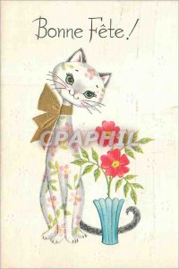 Old Postcard Bonne Fete Chat Hippostcard