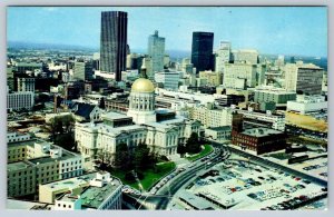 Atlanta Georgia Skyline, Vintage Chrome Aerial View Postcard